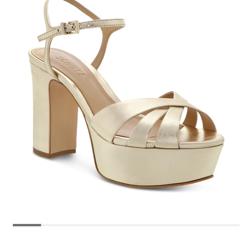 SCHUTZ  GoldPlatform Sandal with Ankle Strap